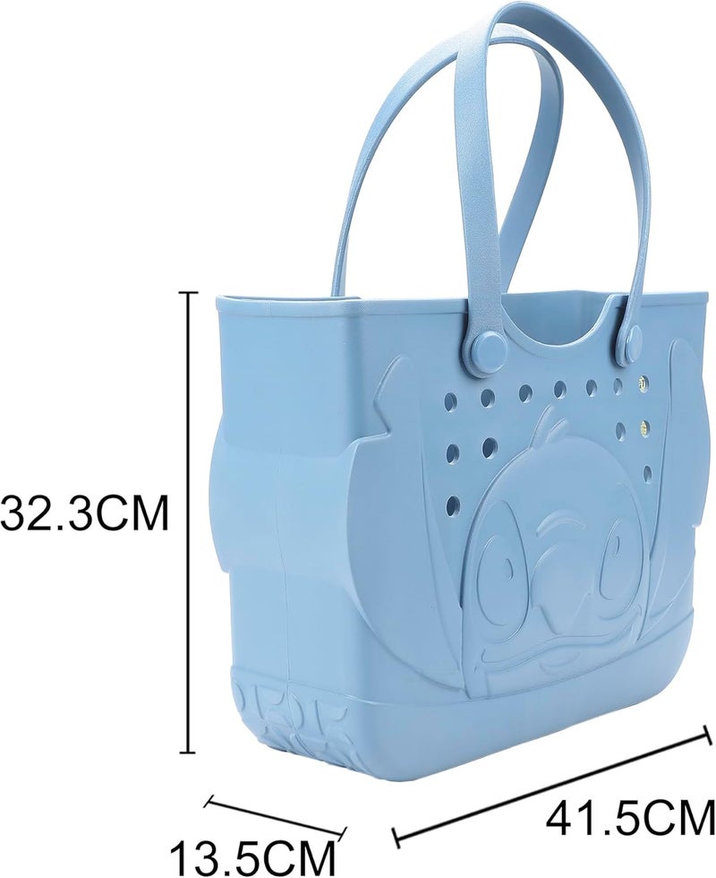Bio World Disney Stitch 3D Character Face Blue 16.5" EVA Molded Gummy Tote - Image 2